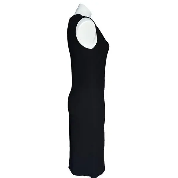 Vince black ribbed midi sleeveless sheath dress size medium - Picture 7 of 10